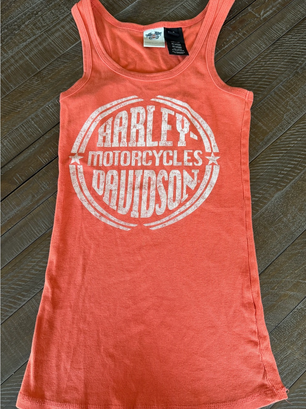 Harley-Davidson Coral Ribbed Tank with Eagle Logo Tag